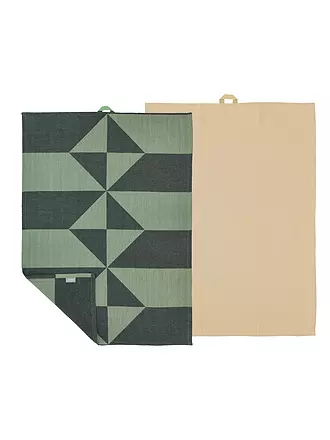 SOEDAHL | Set de 2 torchons 50x70cm TWIST Warm Taupe | dunkelgrün